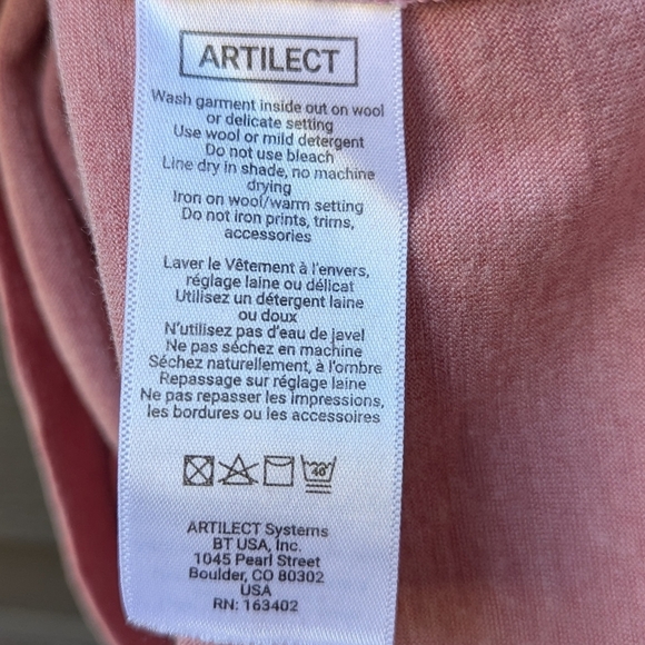 Artilect Studio Mauve Pink Short Sleeve Merino Wool Tencel T-Shirt Size Small - Picture 6 of 8